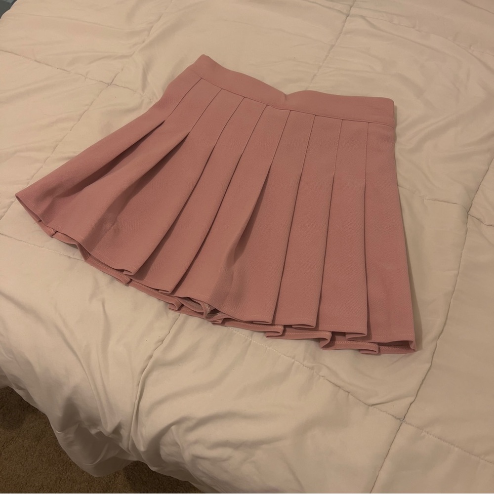Pink Pleated Mini Skirt